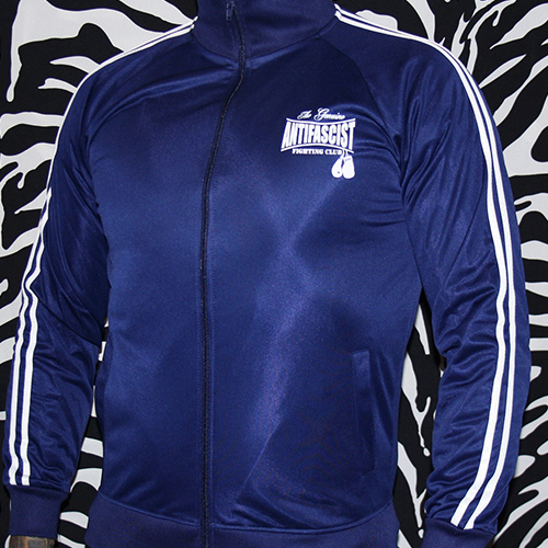Antifascist Fighting Club Trainingsjacke, blau mit weißem Logo - Image 3