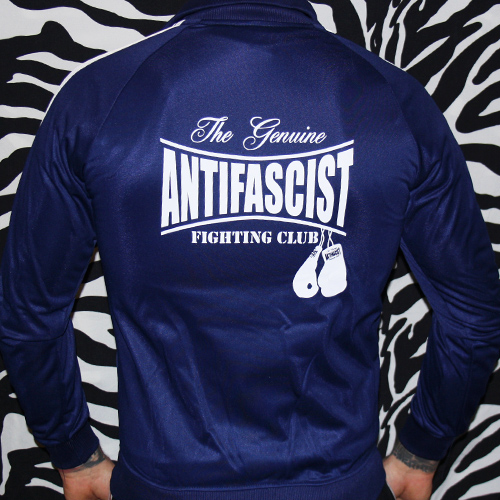 Antifascist Fighting Club Trainingsjacke, blau mit weißem Logo - Image 2
