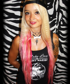 Make love fight Nazis black Girl-Tank-Top