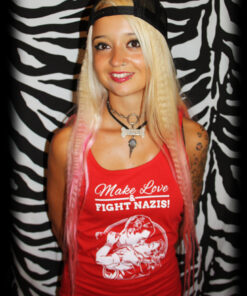 Make love hate Nazis red Girl-Tank-Top