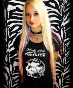 Make love Fight Nazis Girlie-Shirt
