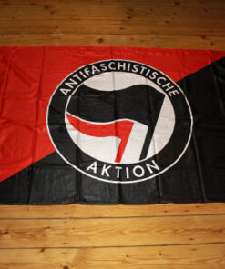 Antifaschistische Aktion (black/red logo on red/black) Flagge