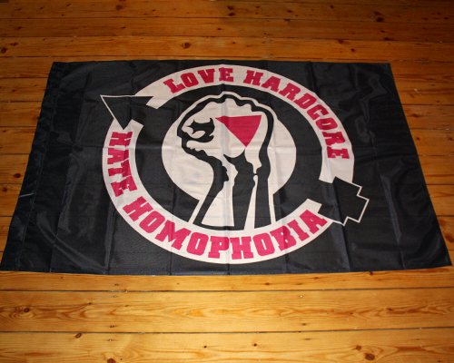 Love Hardcore - Hate Homophobia Flagge