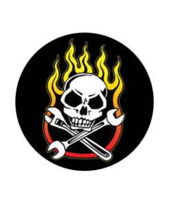 Skull In Flames Button