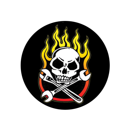Skull In Flames Button